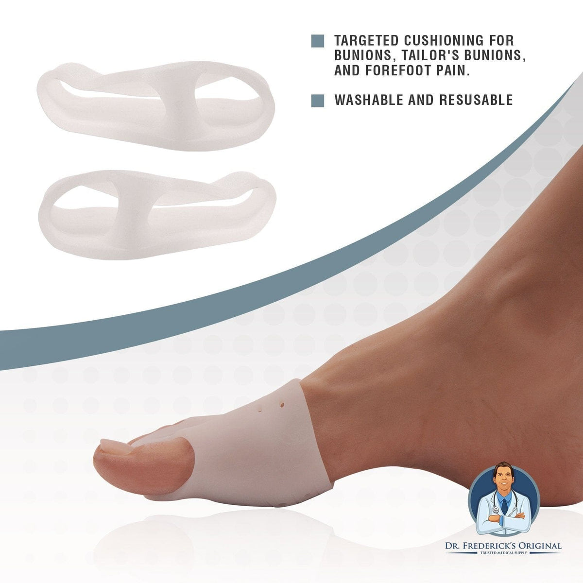 Dr. Frederick&#39;s Original Deluxe Ball of Foot Cushions &amp; Bunion Pad - 2 Pieces - Foot Pads to Help Relieve Hallux Valgus, Tailor&#39;s Bunion, and Forefoot Pain - Get Back to Your Active Lifestyle Foot Pain Dr. Frederick&#39;s Original 