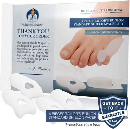 Dr. Frederick's Original Tailor's Bunion Shield Spacers - Soft Gel Bunionette Pads with Spacer - Bunion Pad Corrector - Fast Pain Relief for Men & Women - 6 pc Pinky Toe Protection Foot Pain Dr. Frederick's Original 
