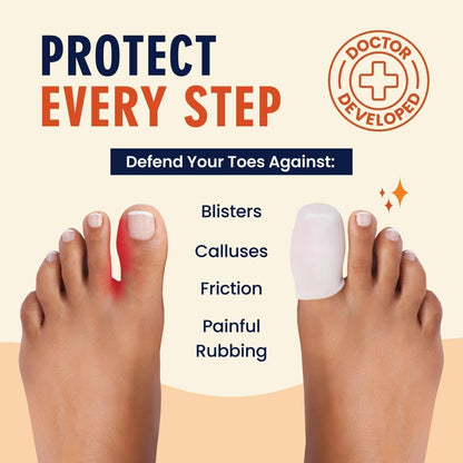 Dr. Frederick's Original Soft Gel Toe Protectors for Men & Women - 6 ct - Toe Caps for Foot Pain Relief - Sleeves for Ingrown Toenails, Corns, Calluses, and Blisters - Medium - White Foot Pain Dr. Frederick's Original 