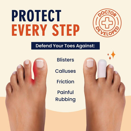 Dr. Frederick's Original Soft Gel Toe Protectors for Men & Women - 6 ct - Toe Caps for Foot Pain Relief - Sleeves for Ingrown Toenails, Corns, Calluses, and Blisters - Small - White Foot Pain Dr. Frederick's Original 