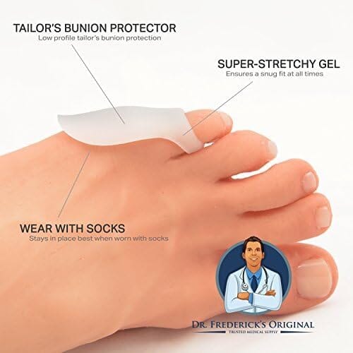 Dr. Frederick&#39;s Original Tailor&#39;s Bunion Pads - 6 Pads - Soft Gel Bunionette Pad - Protector - Tailors Bunion Pain Relief (Low Profile Spacers) Foot Pain Dr. Frederick&#39;s Original 