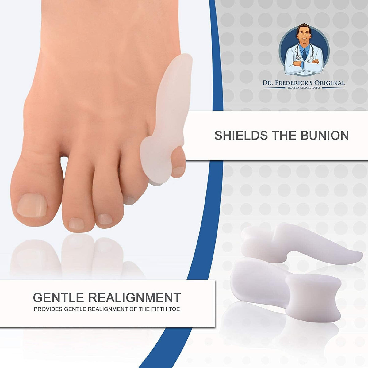 Dr. Frederick&#39;s Original Tailor&#39;s Bunion Shield Spacers - Soft Gel Bunionette Pads with Spacer - Bunion Pad Corrector - Fast Pain Relief for Men &amp; Women - 6 pc Pinky Toe Protection Foot Pain Dr. Frederick&#39;s Original 