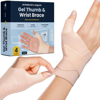 Dr. Frederick's Original Waterproof Thumb & Wrist Brace - 4 ct - Spica Splint - Tendonitis Brace for Arthritis, De Quervain's - Fits Left or Right Hand - Women & Men - Pain Relief & Comfort Wrist Pain Dr. Frederick's Original Small 