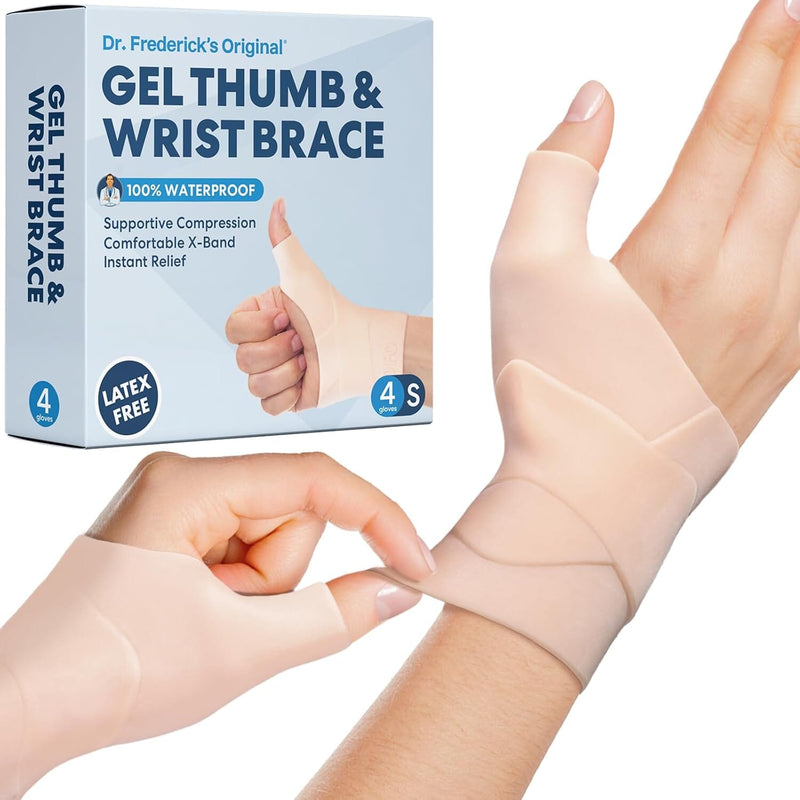 Dr. Frederick's Original Waterproof Thumb & Wrist Brace - 4 ct - Spica Splint - Tendonitis Brace for Arthritis, De Quervain's - Fits Left or Right Hand - Women & Men - Pain Relief & Comfort Wrist Pain Dr. Frederick's Original 