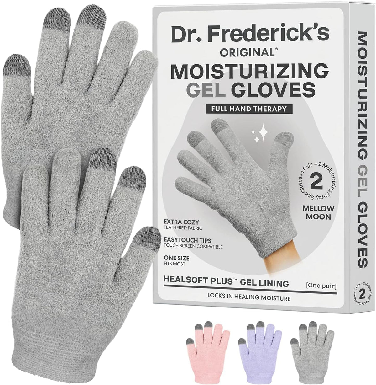 Dr. Frederick&#39;s Original Moisturizing Gel Gloves -- Deep Moisturizing and Fast Relief for Dry Hands -- Touchscreen-Friendly -- Mango Butter, Shea Butter, Jojoba, &amp; Coconut Oil Dr. Frederick&#39;s Original Mellow Moon 