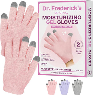 Dr. Frederick's Original Moisturizing Gel Gloves -- Deep Moisturizing and Fast Relief for Dry Hands -- Touchscreen-Friendly -- Mango Butter, Shea Butter, Jojoba, & Coconut Oil Dr. Frederick's Original Plush Pink 