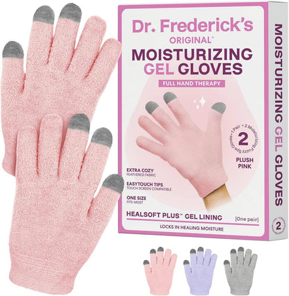 Dr. Frederick's Original Moisturizing Gel Gloves -- Deep Moisturizing and Fast Relief for Dry Hands -- Touchscreen-Friendly -- Mango Butter, Shea Butter, Jojoba, & Coconut Oil Dr. Frederick's Original Plush Pink 