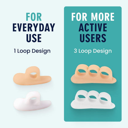 Dr. Frederick's Original Hammer Toe Gels - 2 Pairs - All-Day Relief for Crooked & Overlapping Toes - Soft Cushioning - Symptomatic Support for Toe Alignment - White - 3 Loop Design Toe Care Dr. Frederick's Original 