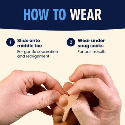 Dr. Frederick's Original Hammer Toe Gels - 2 Pairs - Hammertoe Support Crest for Women & Men - Cushion & Temporary Splint for Toe Alignment, Crooked Toes, and Pain Relief - White - 1 Loop Design Toe Care Dr. Frederick's Original 