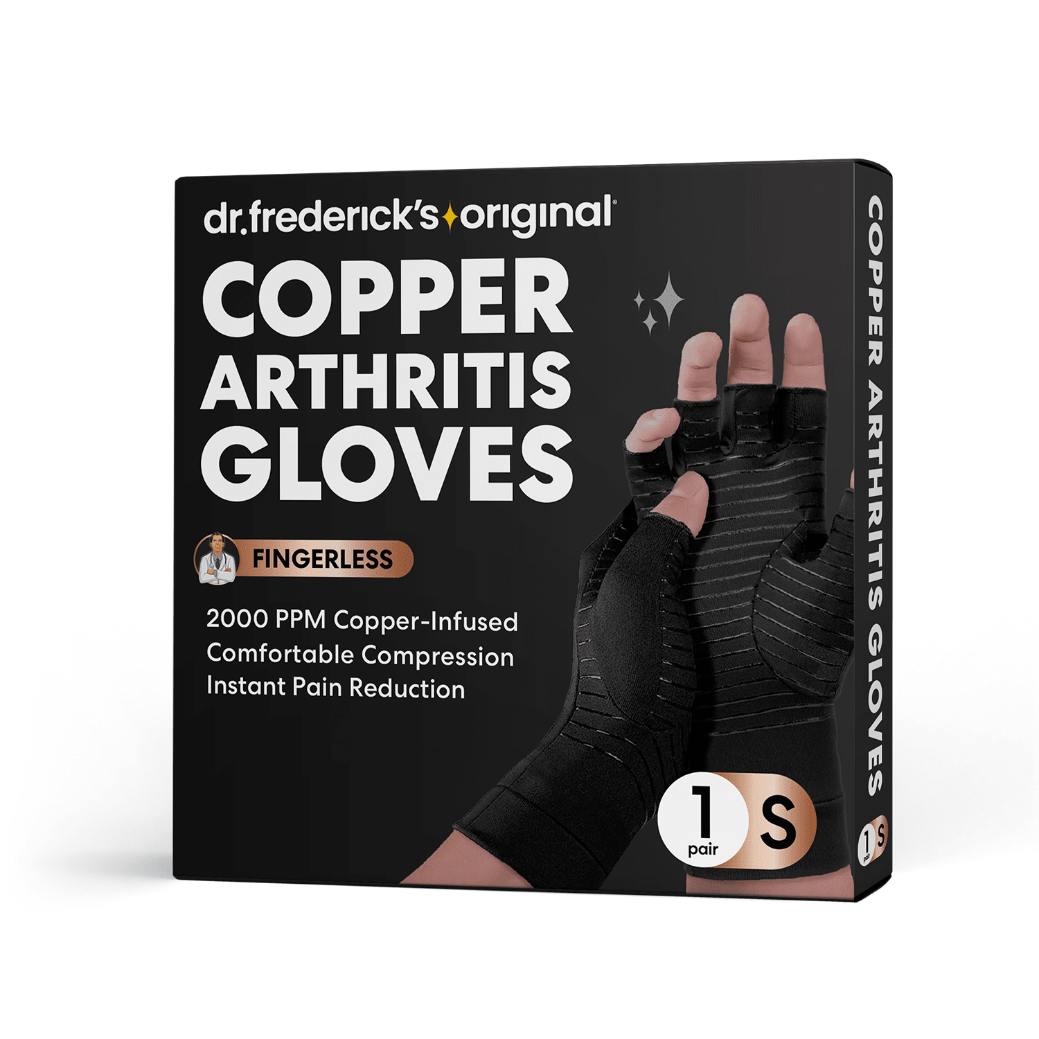 Dr. Frederick's Original Copper Comfort Gloves - 2 Gloves - Great for Typing and Everyday Activities - Fit Guaranteed Compression Wear Dr. Frederick's Original Small 