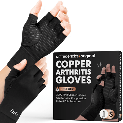 Dr. Frederick's Original Copper Comfort Gloves - 2 Gloves - Great for Typing and Everyday Activities - Fit Guaranteed Hand Pain Dr. Frederick's Original Small 