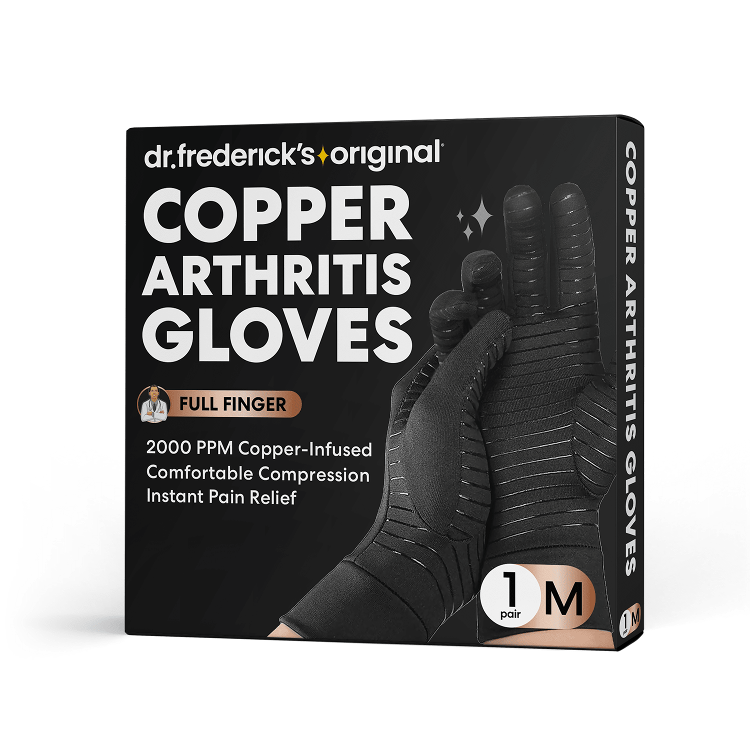 Dr. Frederick's Original Copper Full Finger Comfort Gloves - 2 Gloves - Great for Typing and Everyday Activities Compression Wear Dr. Frederick's Original Medium 