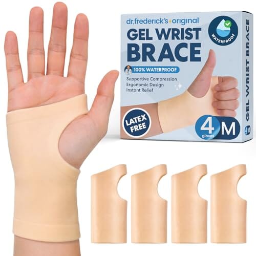 Waterproof Gel Wrist Brace - Thumbless - 2 Pairs Hand & Finger Care Dr. Frederick's Original Medium 