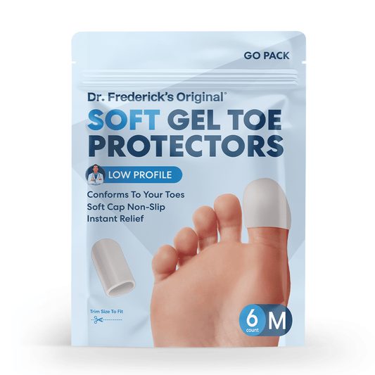Dr. Frederick's Original Soft Gel Toe Protectors for Men & Women - 6 ct - Toe Caps for Foot Pain Relief - Sleeves for Ingrown Toenails, Corns, Calluses, and Blisters - Medium - White Toe Care Dr. Frederick's Original 