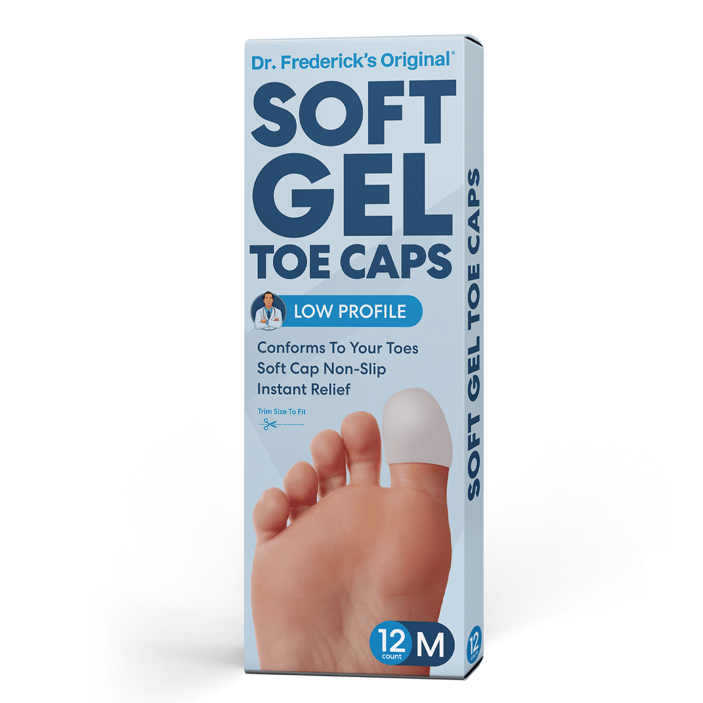Dr. Frederick's Original Soft Gel Toe Protectors for Men & Women - 12 Pieces - Toe Caps for Foot Pain Relief - Flexible Cushions - Toe Sleeves for Ingrown Toenails, Corns, Calluses, Blisters Toe Care Dr. Frederick's Original Medium 