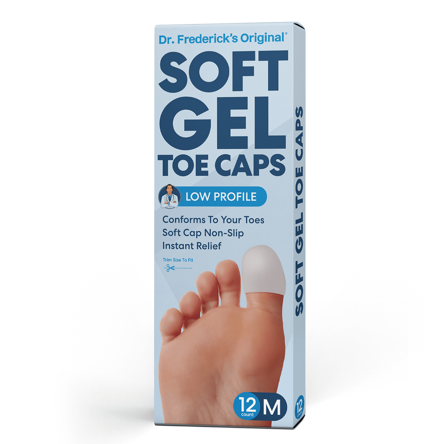 Dr. Frederick's Original Soft Gel Toe Protectors for Men & Women - 12 Pieces - Toe Caps for Foot Pain Relief - Flexible Cushions - Toe Sleeves for Ingrown Toenails, Corns, Calluses, Blisters Toe Care Dr. Frederick's Original Medium 