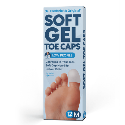 Dr. Frederick's Original Soft Gel Toe Protectors for Men & Women - 12 Pieces - Toe Caps for Foot Pain Relief - Flexible Cushions - Toe Sleeves for Ingrown Toenails, Corns, Calluses, Blisters Toe Care Dr. Frederick's Original Medium 