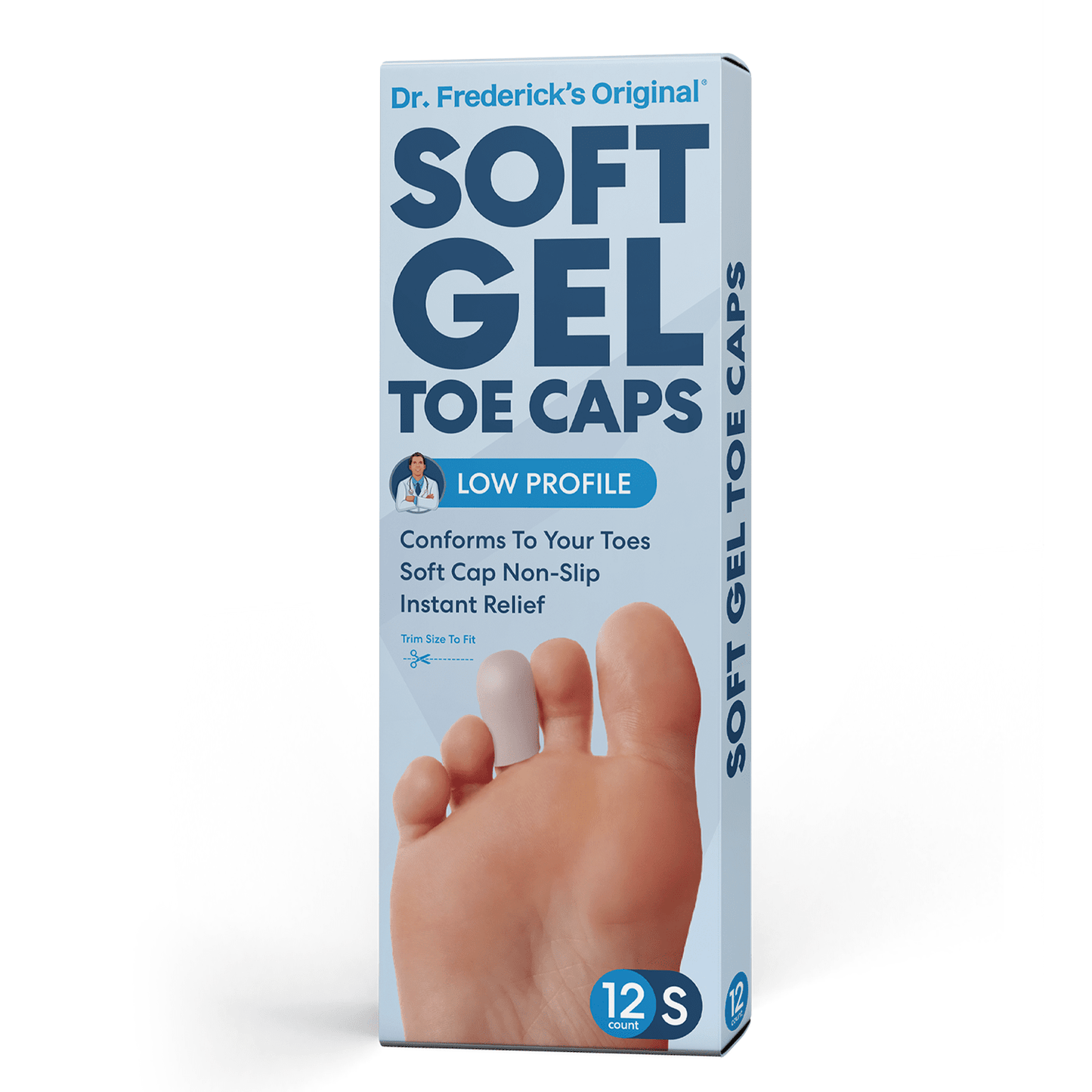 Dr. Frederick's Original Soft Gel Toe Protectors for Men & Women - 12 Pieces - Toe Caps for Foot Pain Relief - Flexible Cushions - Toe Sleeves for Ingrown Toenails, Corns, Calluses, Blisters Toe Care Dr. Frederick's Original Small 