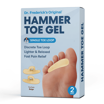 Dr. Frederick's Original Hammer Toe Gels - 2 Pairs - Hammertoe Support Crest for Women & Men - Cushion & Temporary Splint for Toe Alignment, Crooked Toes, and Pain Relief - White - 1 Loop Design Toe Care Dr. Frederick's Original Beige 