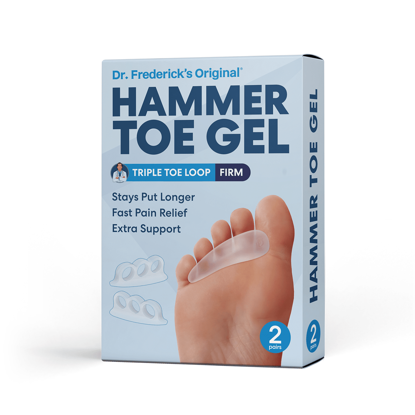 Dr. Frederick's Original Hammer Toe Gel - Triple Loop Firm Support for Hammer Toes, Overlapping Toes & Toe Pain Relief - 2 Pairs Toe Care Dr. Frederick's Original 