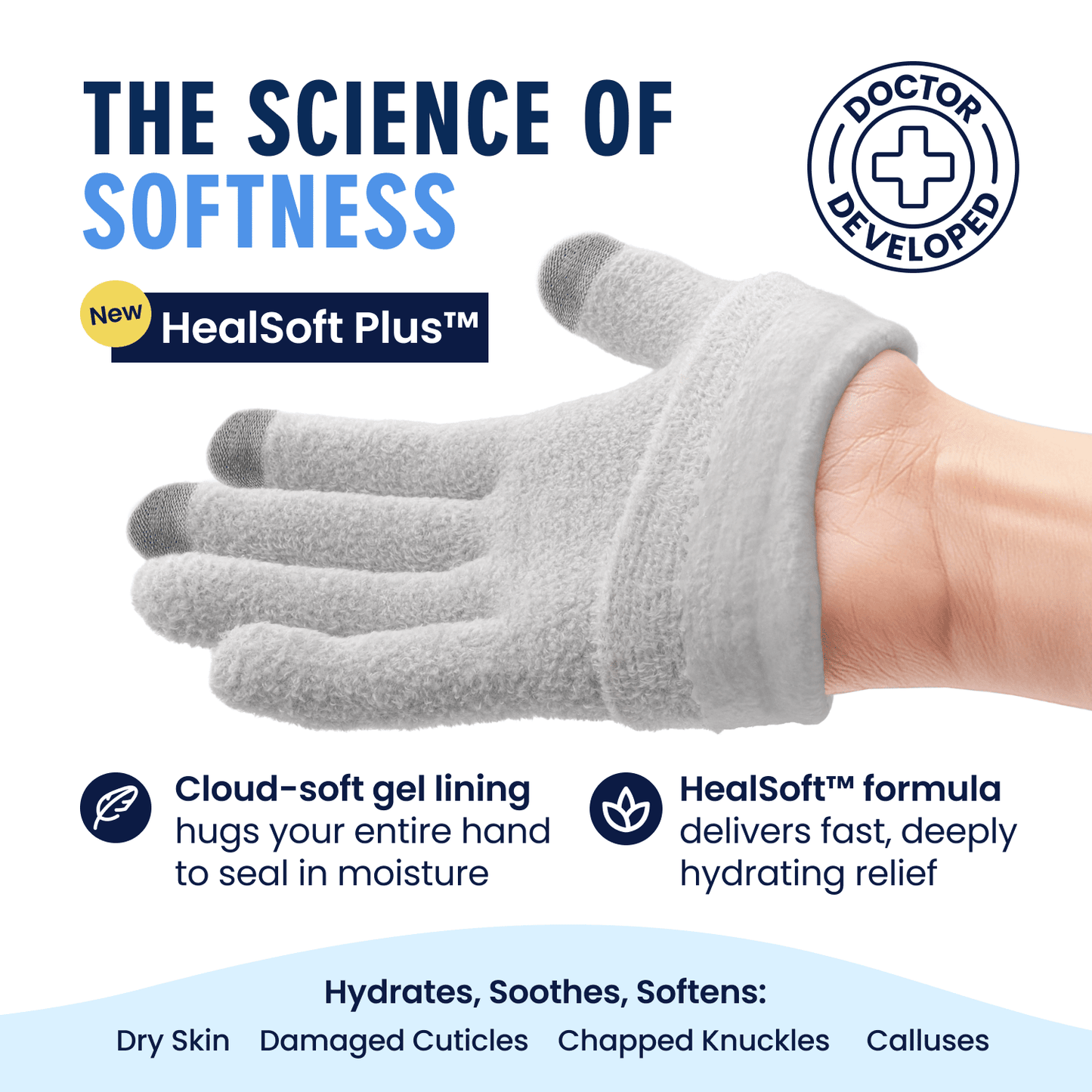 Dr. Frederick's Original Moisturizing Gel Gloves -- Deep Moisturizing and Fast Relief for Dry Hands -- Touchscreen-Friendly -- Mango Butter, Shea Butter, Jojoba, & Coconut Oil Moisturizing Therapy Dr. Frederick's Original 