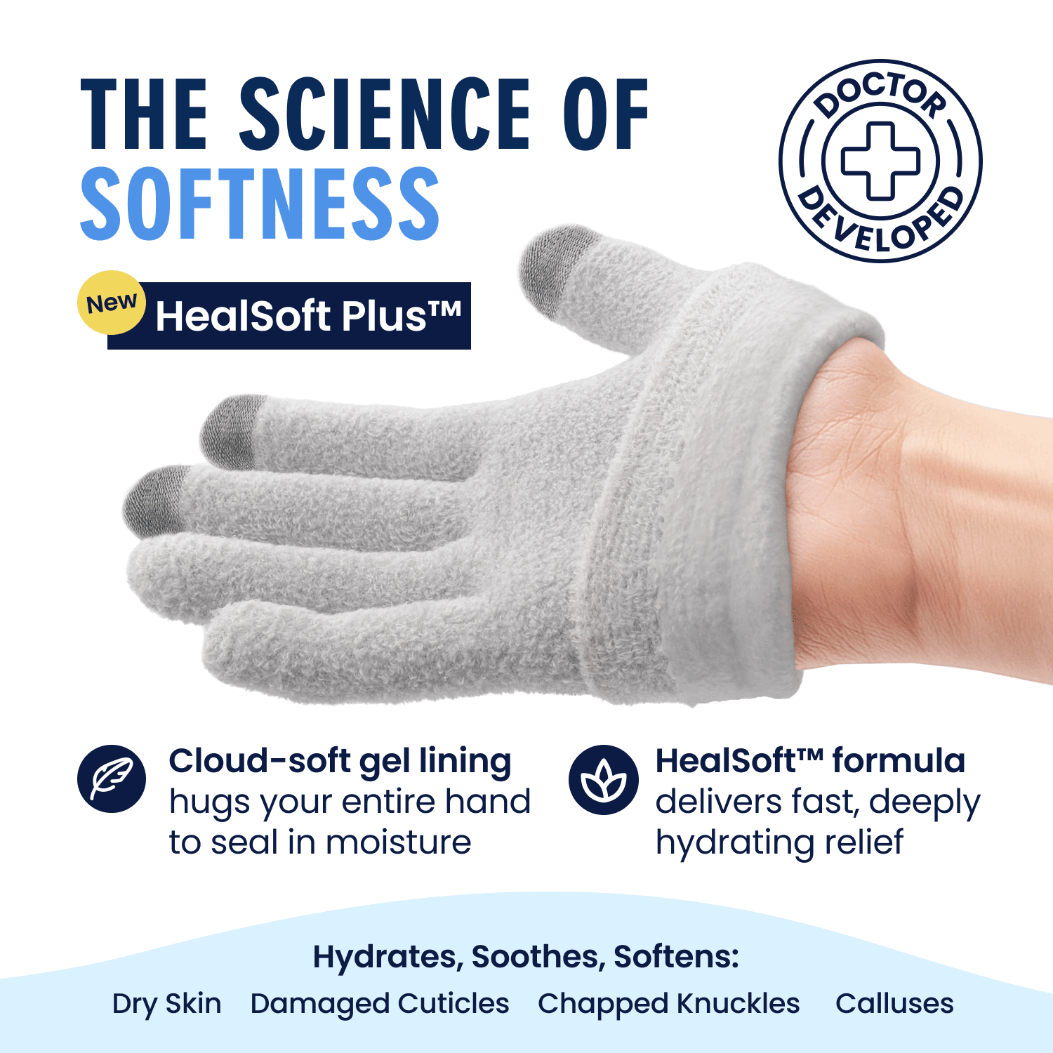 Dr. Frederick's Original Moisturizing Gel Gloves -- Deep Moisturizing and Fast Relief for Dry Hands -- Touchscreen-Friendly -- Mango Butter, Shea Butter, Jojoba, & Coconut Oil Moisturizing Therapy Dr. Frederick's Original 