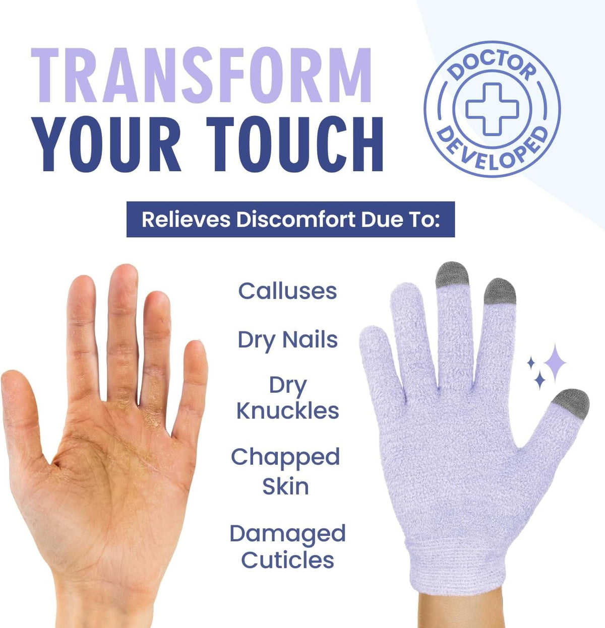 Dr. Frederick’s Original Moisturizing Gel Gloves – Deep Moisturizing and Fast Relief for Dry Hands – Touchscreen-Friendly – Mango Butter, Shea Butter, Jojoba, &amp; Coconut Oil - Lilac Leisure Dr. Frederick&#39;s Original 