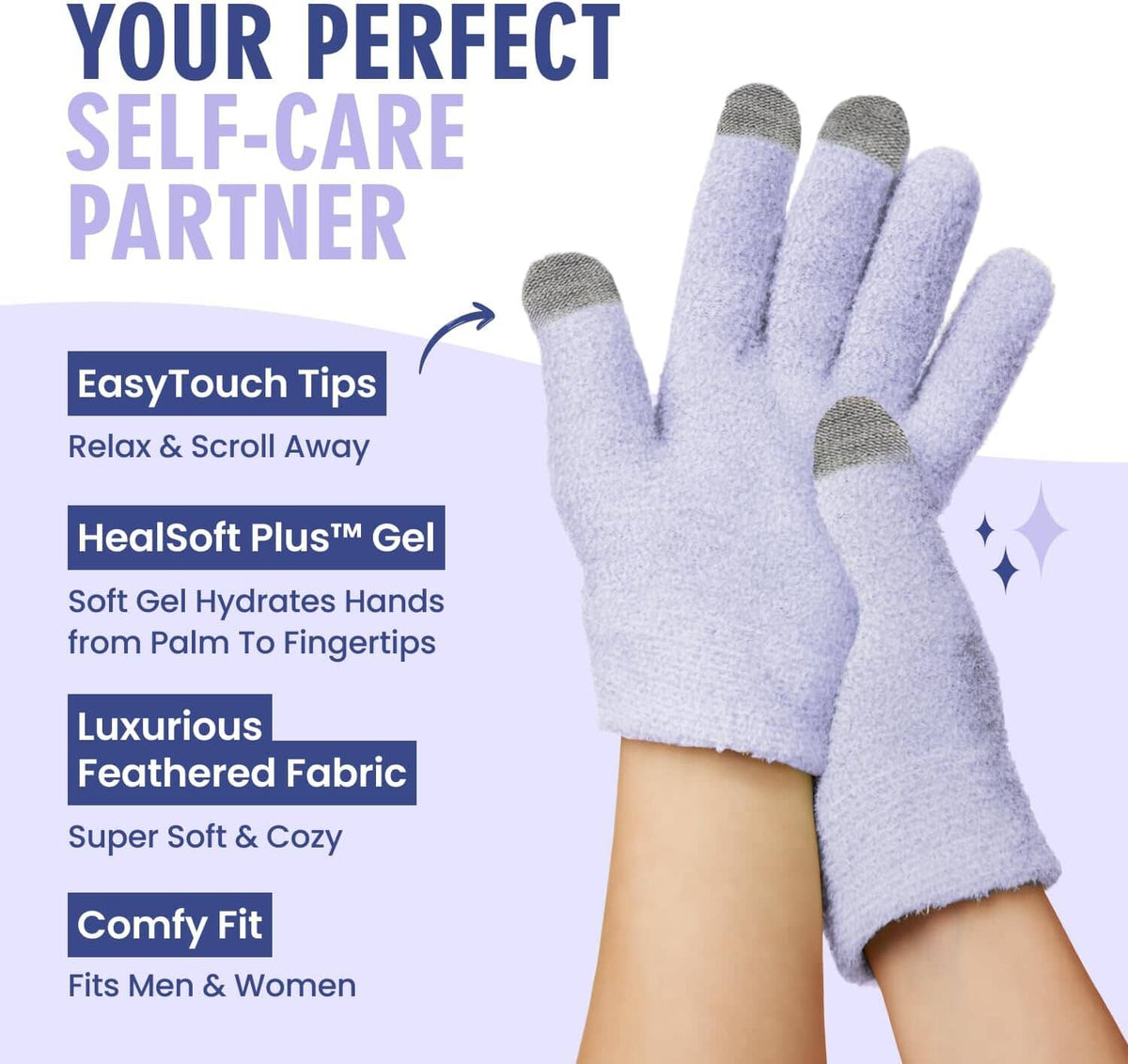 Dr. Frederick’s Original Moisturizing Gel Gloves – Deep Moisturizing and Fast Relief for Dry Hands – Touchscreen-Friendly – Mango Butter, Shea Butter, Jojoba, &amp; Coconut Oil - Lilac Leisure Dr. Frederick&#39;s Original 