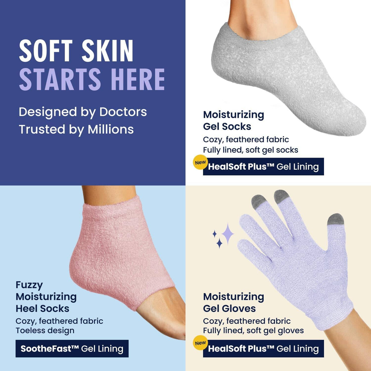 Dr. Frederick’s Original Moisturizing Gel Gloves – Deep Moisturizing and Fast Relief for Dry Hands – Touchscreen-Friendly – Mango Butter, Shea Butter, Jojoba, &amp; Coconut Oil - Lilac Leisure Dr. Frederick&#39;s Original 
