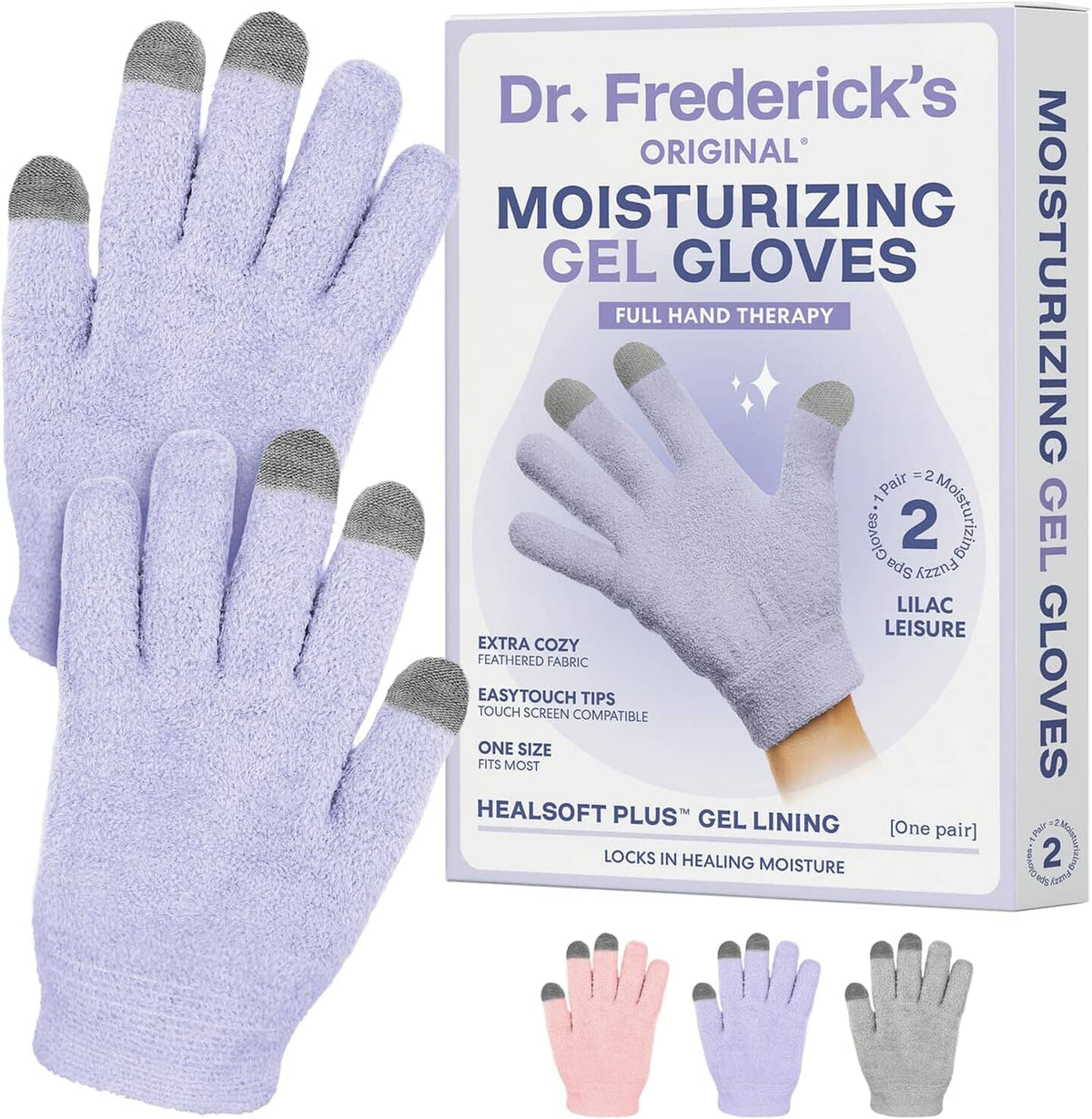 Dr. Frederick’s Original Moisturizing Gel Gloves – Deep Moisturizing and Fast Relief for Dry Hands – Touchscreen-Friendly – Mango Butter, Shea Butter, Jojoba, &amp; Coconut Oil - Lilac Leisure Dr. Frederick&#39;s Original 