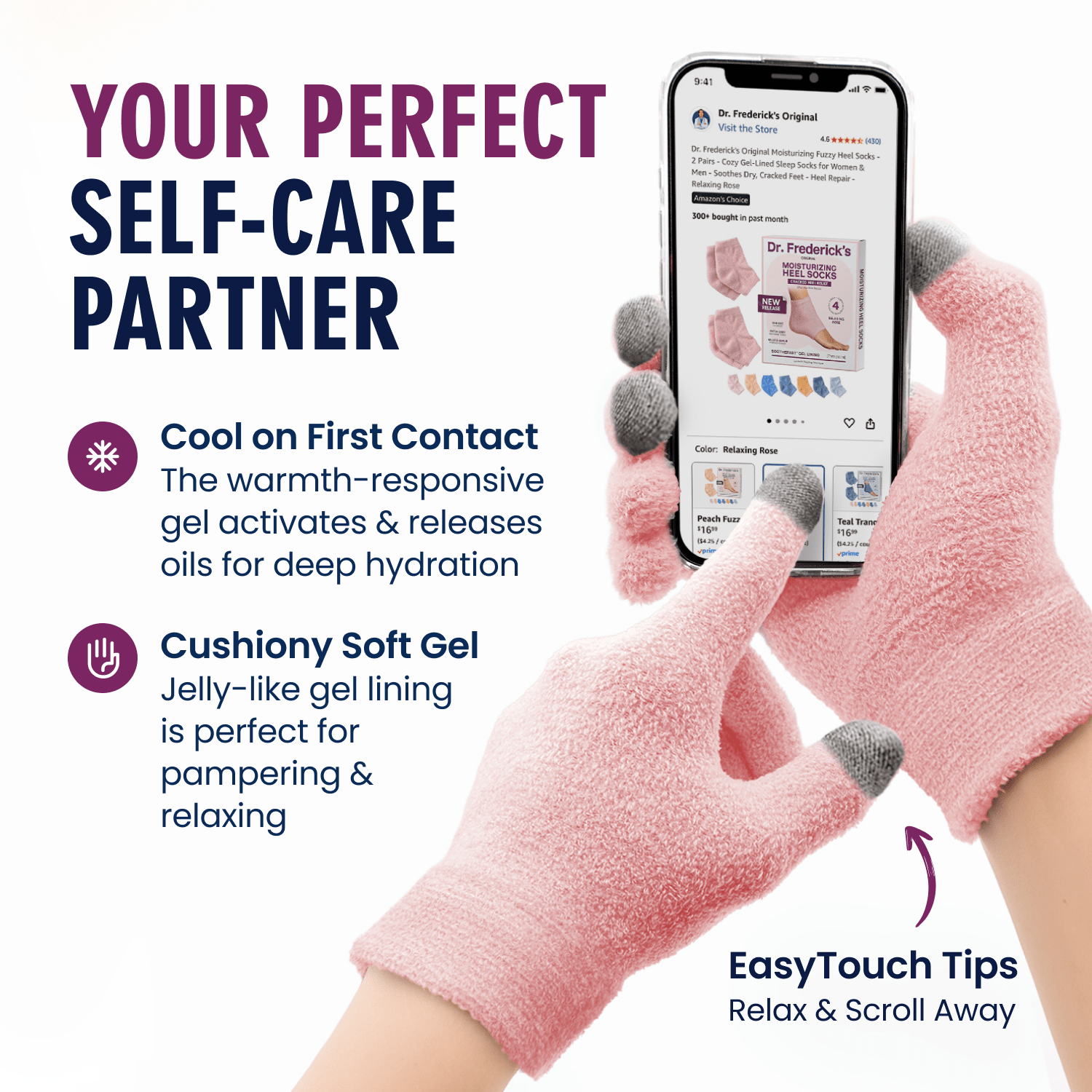 Dr. Frederick's Original Moisturizing Gel Gloves -- Deep Moisturizing and Fast Relief for Dry Hands -- Touchscreen-Friendly -- Mango Butter, Shea Butter, Jojoba, & Coconut Oil Moisturizing Therapy Dr. Frederick's Original 