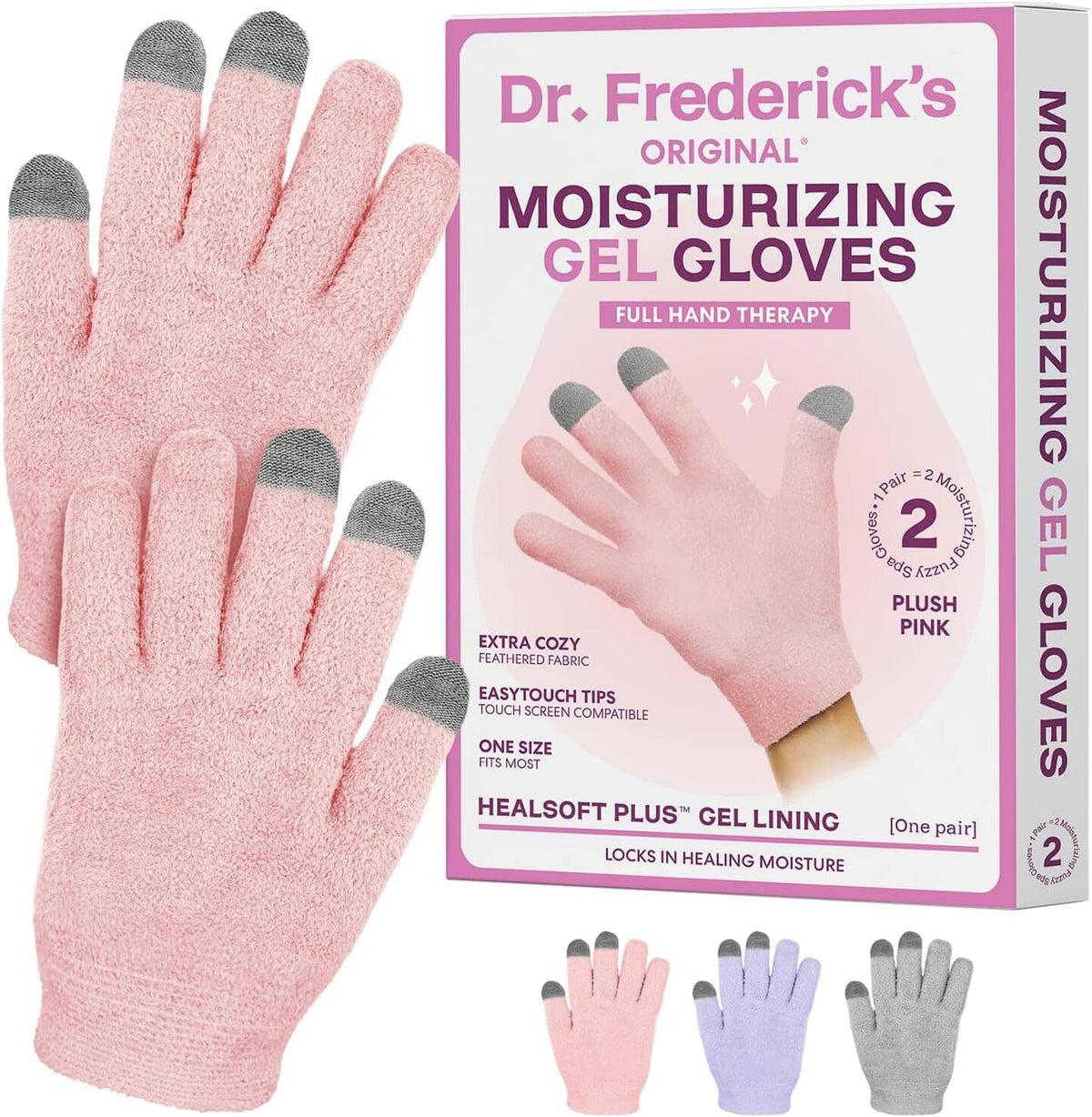 Dr. Frederick’s Original Moisturizing Gel Gloves – Deep Moisturizing and Fast Relief for Dry Hands – Touchscreen-Friendly – Mango Butter, Shea Butter, Jojoba, &amp; Coconut Oil - Lilac Leisure Dr. Frederick&#39;s Original MG01PI 