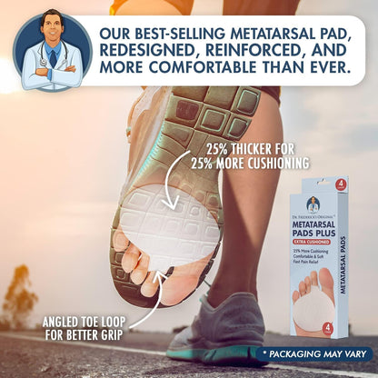 Dr. Frederick's Original Metatarsal Pads Plus - 4pcs - Forefoot Pain Relief - Ball of Foot Pads - Foot Pain Relief Cushion - for Women & Men Foot Pain Dr. Frederick's Original 