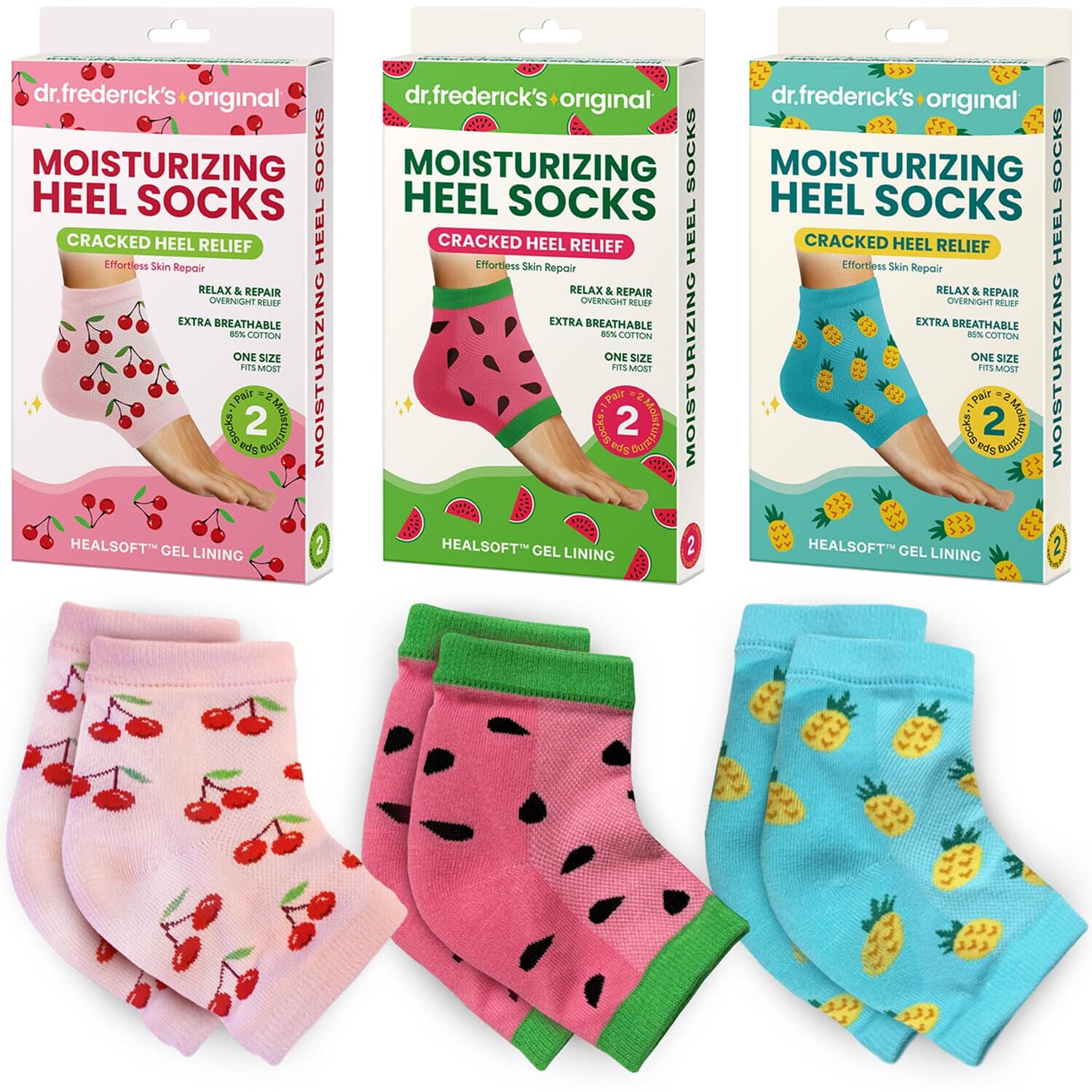Moisturizing Heel Socks - Soothefast™ Gel - 2 Pairs Moisturizing Therapy Dr. Frederick's Original Summer Socks 