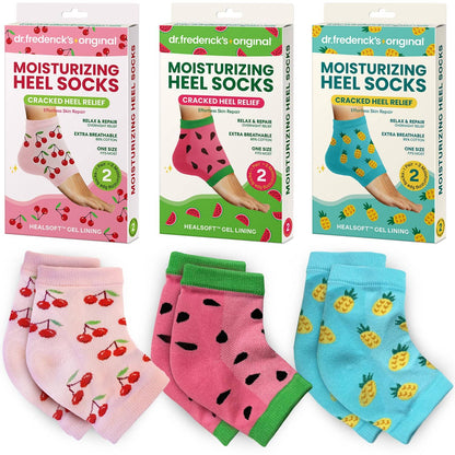 Dr. Frederick's Original Moisturizing Heel Socks for Cracked Heel Treatment - 3 Pairs - Stop Cracked Heels in Their Tracks - Summer Print Dr. Frederick's Original 