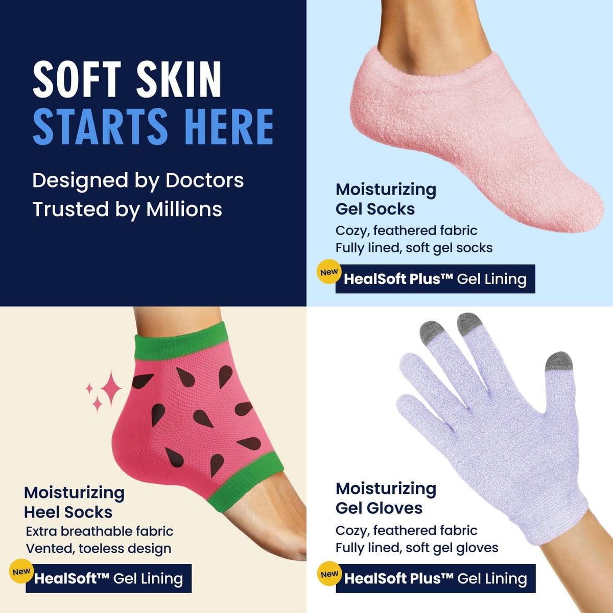 Dr. Frederick&#39;s Original Moisturizing Heel Socks for Cracked Heel Treatment - 3 Pairs - Stop Cracked Heels in Their Tracks - Summer Print Dr. Frederick&#39;s Original 
