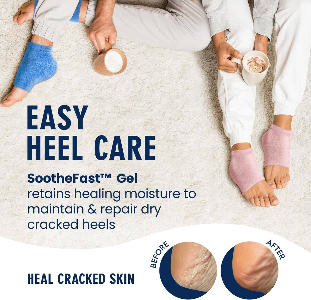 Dr. Frederick&#39;s Original Moisturizing Fuzzy Heel Socks - 2 Pairs - Cozy Gel-Lined Sleep Socks for Women &amp; Men - Soothes Dry, Cracked Feet - Heel Repair - Blue Haven Dr. Frederick&#39;s Original 