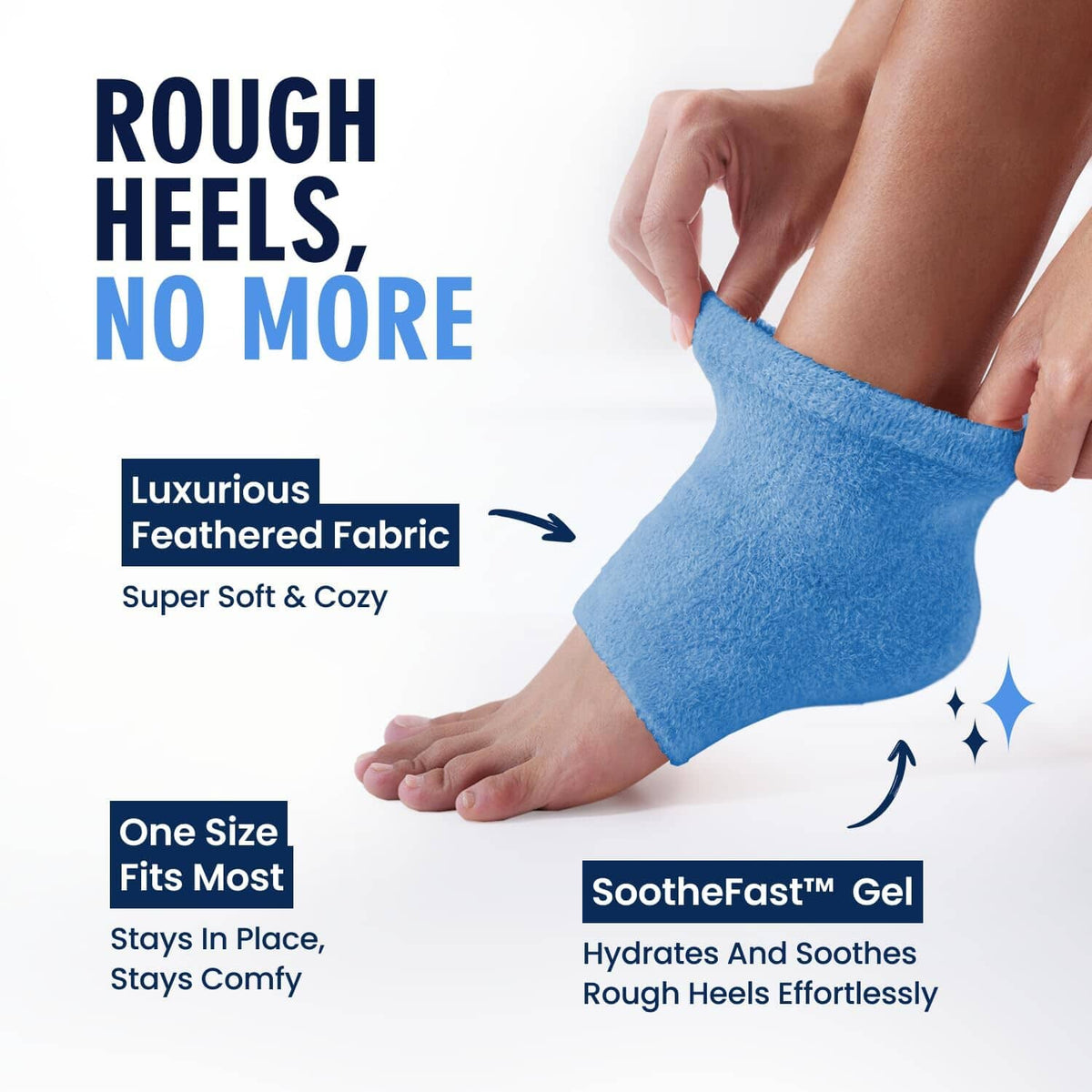 Dr. Frederick&#39;s Original Moisturizing Fuzzy Heel Socks - 2 Pairs - Cozy Gel-Lined Sleep Socks for Women &amp; Men - Soothes Dry, Cracked Feet - Heel Repair - Blue Haven Dr. Frederick&#39;s Original 
