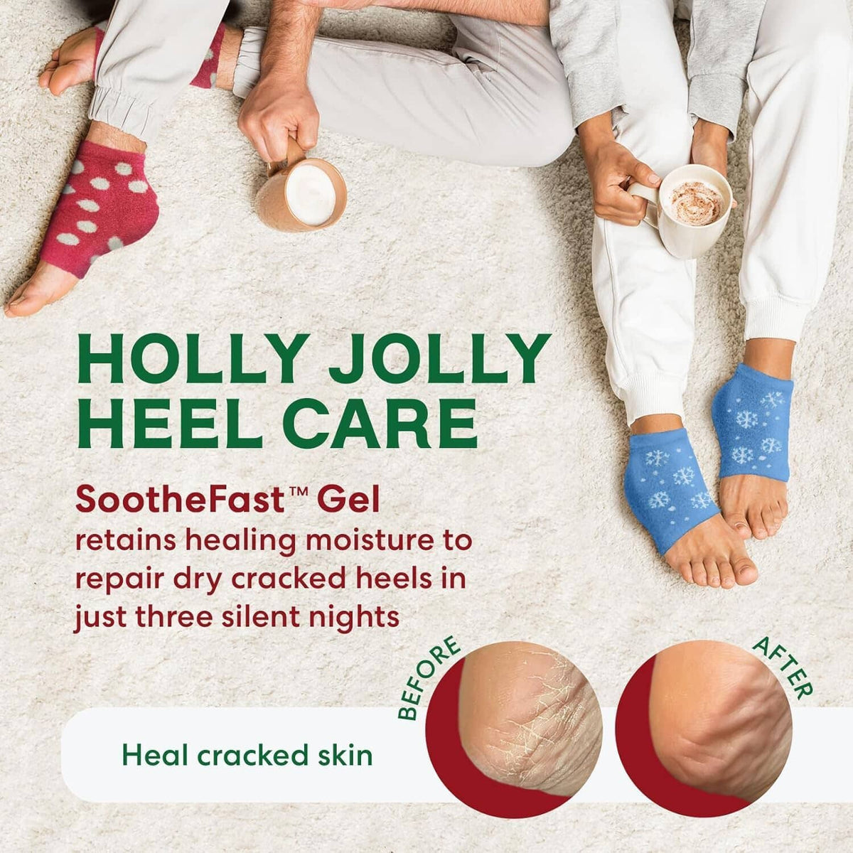 Dr. Frederick&#39;s Original Moisturizing Fuzzy Heel Socks - 3 Pairs - Cozy Gel-Lined Sleep Socks for Women &amp; Men - Soothing Dry, Cracked Feet - Cracked Heel Repair (Holiday Special Edition) Dr. Frederick&#39;s Original 