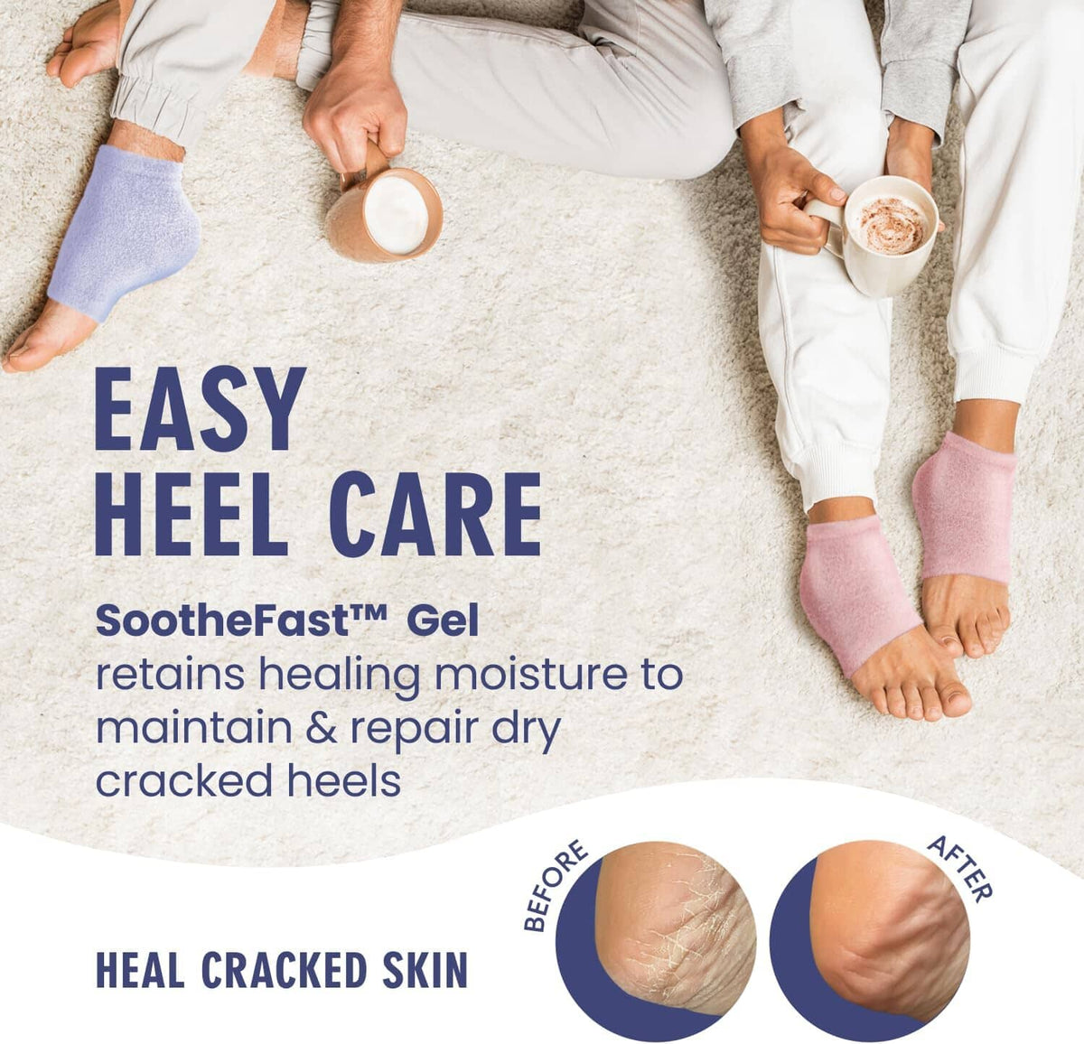 Dr. Frederick&#39;s Original Moisturizing Fuzzy Heel Socks - 2 Pairs - Cozy Gel-Lined Sleep Socks for Women &amp; Men - Soothes Dry, Cracked Feet - Heel Repair Dr. Frederick&#39;s Original 