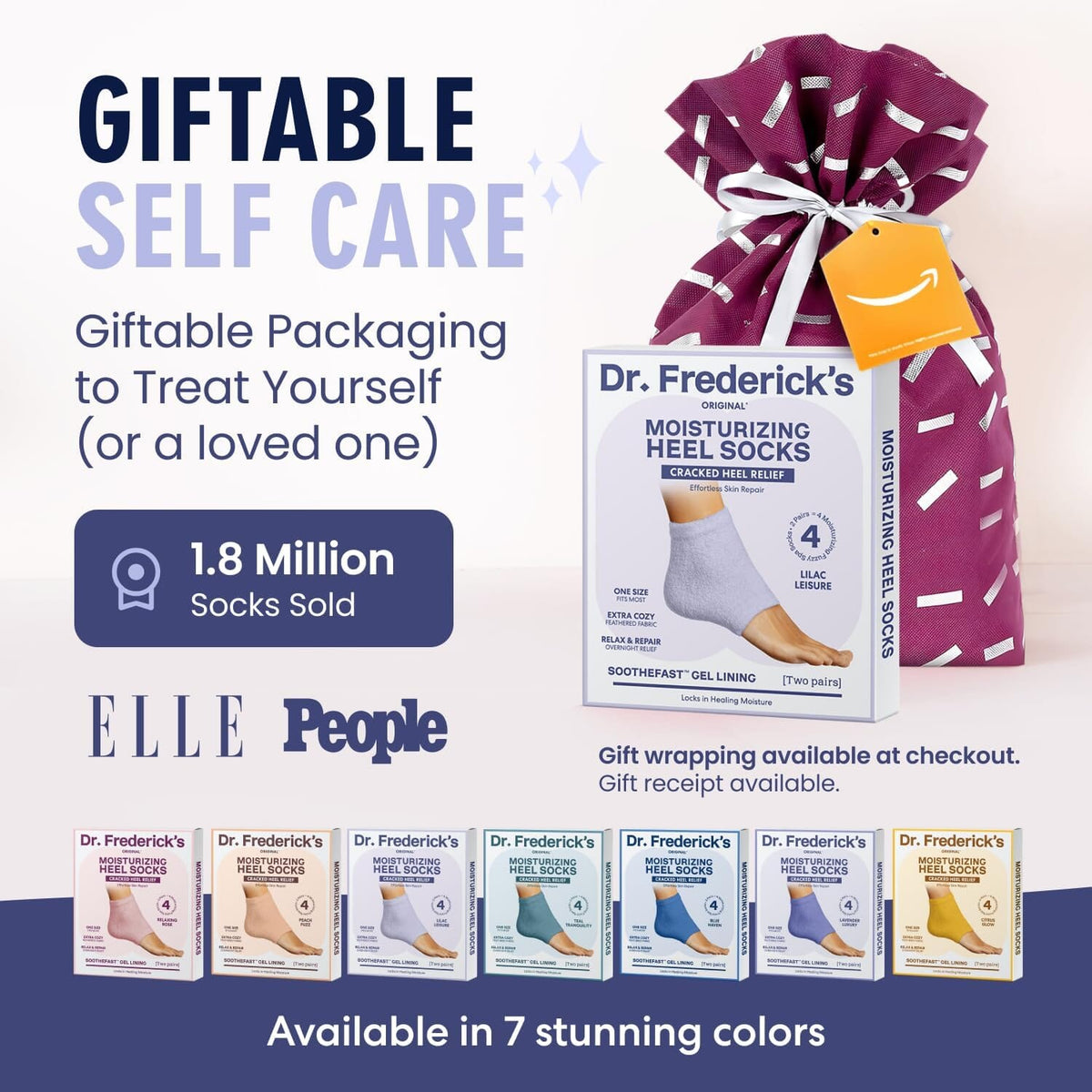 Dr. Frederick&#39;s Original Moisturizing Fuzzy Heel Socks - 2 Pairs - Cozy Gel-Lined Sleep Socks for Women &amp; Men - Soothes Dry, Cracked Feet - Heel Repair Dr. Frederick&#39;s Original 