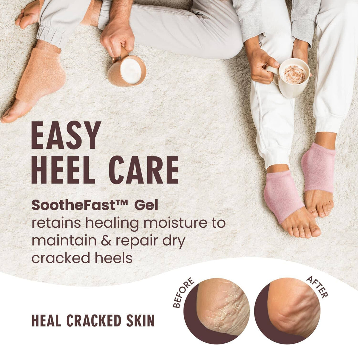 Dr. Frederick&#39;s Original Moisturizing Fuzzy Heel Socks - 2 Pairs - Cozy Gel-Lined Sleep Socks for Women &amp; Men - Soothes Dry, Cracked Feet - Heel Repair Dr. Frederick&#39;s Original 