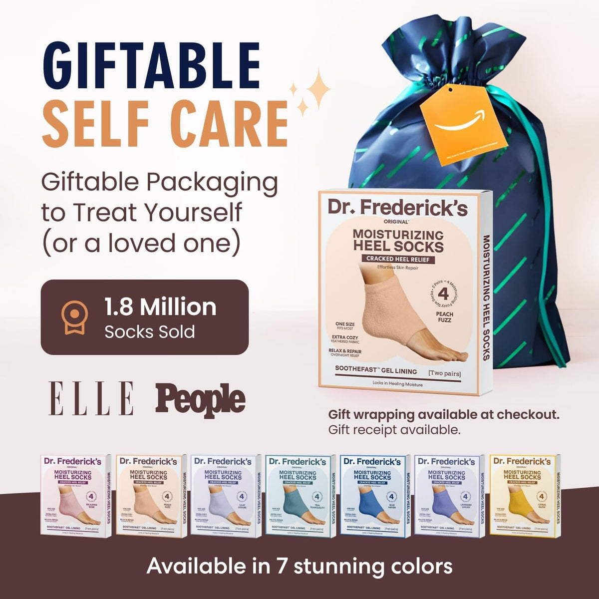 Dr. Frederick&#39;s Original Moisturizing Fuzzy Heel Socks - 2 Pairs - Cozy Gel-Lined Sleep Socks for Women &amp; Men - Soothes Dry, Cracked Feet - Heel Repair Dr. Frederick&#39;s Original 