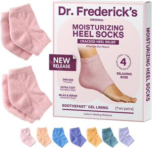 Dr. Frederick's Original Moisturizing Fuzzy Heel Socks - 2 Pairs - Cozy Gel-Lined Sleep Socks for Women & Men - Soothes Dry, Cracked Feet - Heel Repair Dr. Frederick's Original Relaxing Rose 