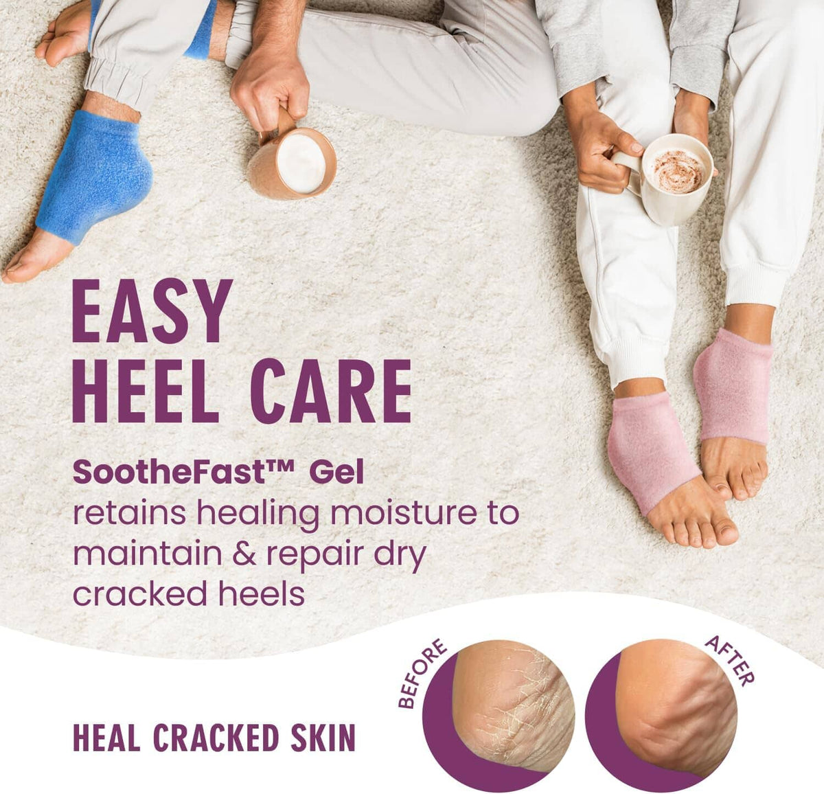 Dr. Frederick&#39;s Original Moisturizing Fuzzy Heel Socks - 2 Pairs - Cozy Gel-Lined Sleep Socks for Women &amp; Men - Soothes Dry, Cracked Feet - Heel Repair Dr. Frederick&#39;s Original 