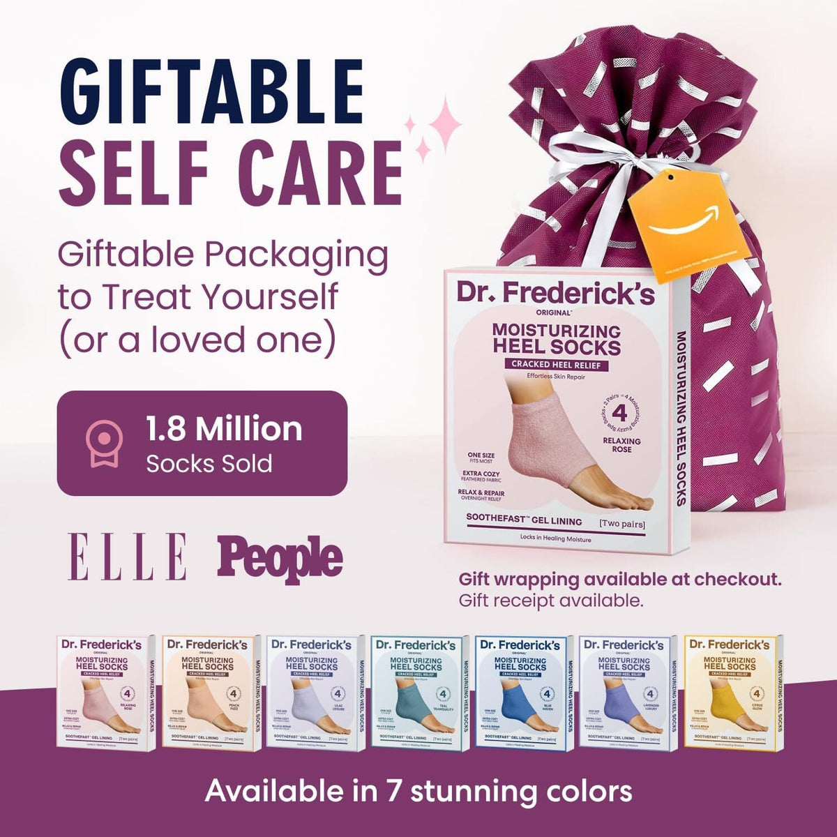 Dr. Frederick&#39;s Original Moisturizing Fuzzy Heel Socks - 2 Pairs - Cozy Gel-Lined Sleep Socks for Women &amp; Men - Soothes Dry, Cracked Feet - Heel Repair Dr. Frederick&#39;s Original 