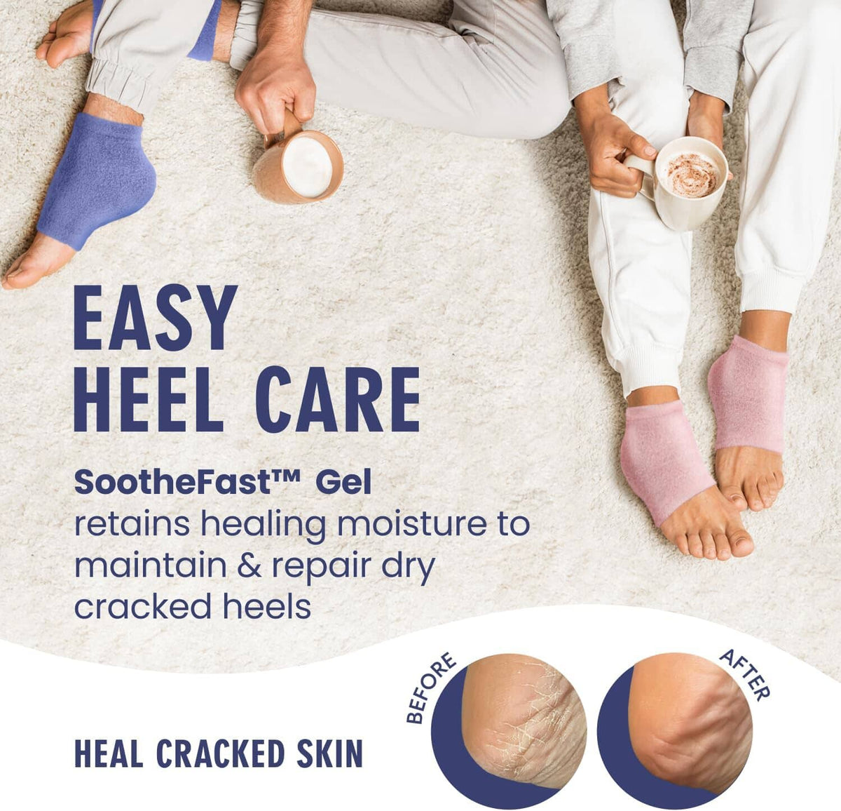 Dr. Frederick&#39;s Original Moisturizing Fuzzy Heel Socks - 2 Pairs - Cozy Gel-Lined Sleep Socks for Women &amp; Men - Soothes Dry, Cracked Feet - Heel Repair Dr. Frederick&#39;s Original 