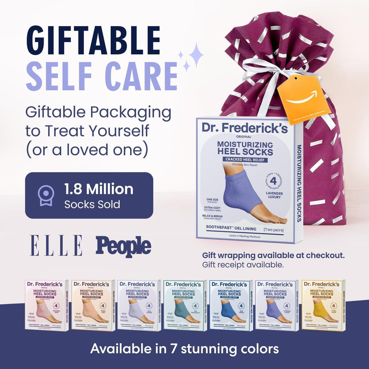Dr. Frederick&#39;s Original Moisturizing Fuzzy Heel Socks - 2 Pairs - Cozy Gel-Lined Sleep Socks for Women &amp; Men - Soothes Dry, Cracked Feet - Heel Repair Dr. Frederick&#39;s Original 