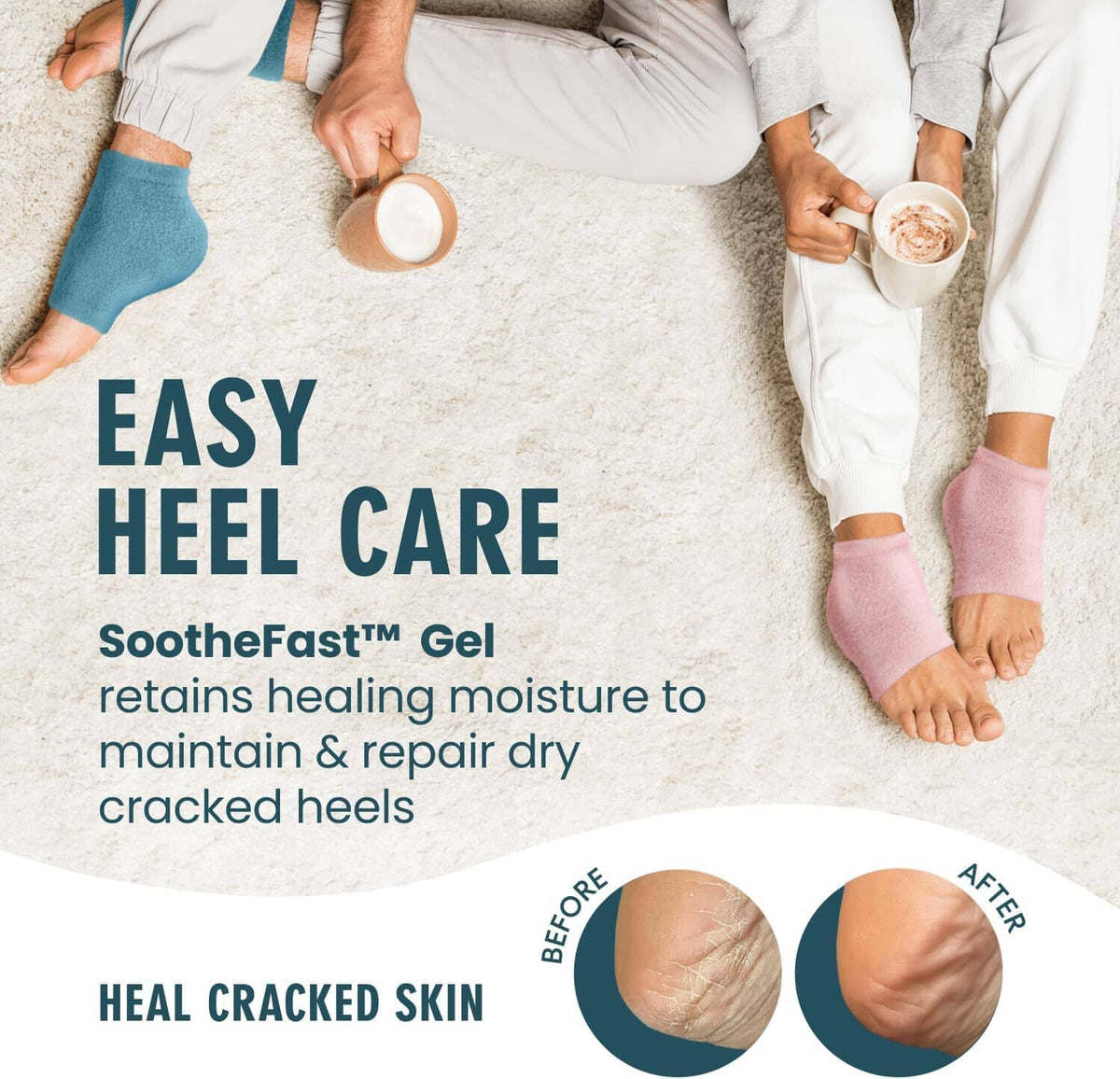 Dr. Frederick&#39;s Original Moisturizing Fuzzy Heel Socks - 2 Pairs - Cozy Gel-Lined Sleep Socks for Women &amp; Men - Soothes Dry, Cracked Feet - Heel Repair Dr. Frederick&#39;s Original 