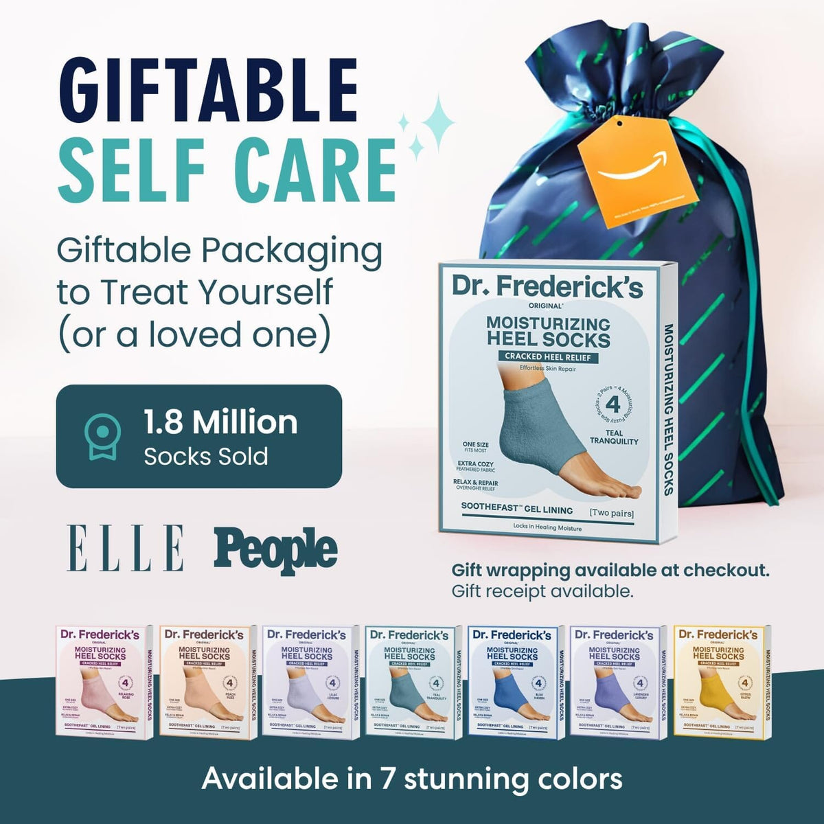 Dr. Frederick&#39;s Original Moisturizing Fuzzy Heel Socks - 2 Pairs - Cozy Gel-Lined Sleep Socks for Women &amp; Men - Soothes Dry, Cracked Feet - Heel Repair Dr. Frederick&#39;s Original 